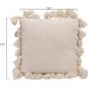 imageGrey Square Cotton Pillow with TasselsCream