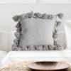 imageGrey Square Cotton Pillow with TasselsGray