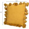 imageGrey Square Cotton Pillow with TasselsMustard