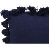 imageGrey Square Cotton Pillow with TasselsNavy