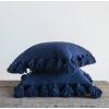 imageGrey Square Cotton Pillow with TasselsNavy