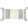 imageBlue Grey ampamp Cream Striped Cotton Blend Lumbar Pillow with Tassels