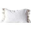 imageCream Cotton Woven Slub Pillow with Plush Tassels