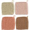 imageCreative CoOp Cotton Crocheted Square Pot Holders Set of 4 ColorsSoft Pink