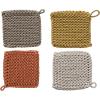 imageCreative CoOp Cotton Crocheted Square Pot Holders Set of 4 ColorsWarm Neutrals