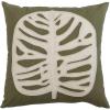 imageCreative CoOp Cotton Lumbar Pillow with Leaf Embroidery Green and CreamCover with Down Insert