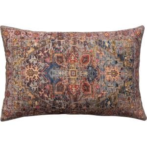 imageCreative CoOp 24 Inches Cotton Printed Lumbar Pattern and Chambray Back Multicolored Pillow Multi