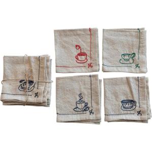 imageCreative CoOp Coffee and Tea Cotton and Linen Cocktail Napkins Multicolor Set of 4
