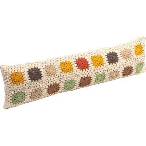 imageCreative CoOp Cotton Crocheted Lumbar Pillow with Block Pattern Multicolor