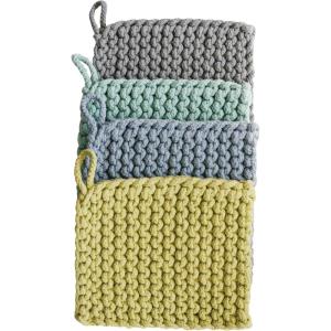imageCreative CoOp Cotton Crocheted Square Pot Holders Set of 4 ColorsCoastal