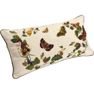 imageCreative CoOp Cotton Lumbar Butterflies Flowers Embroidery and Piping Multicolor Pillows 24quot L x 12quot W x 1quot H