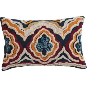 imageCreative CoOp Cotton Lumbar Pillow with Tufted Embroidered Design Multicolor