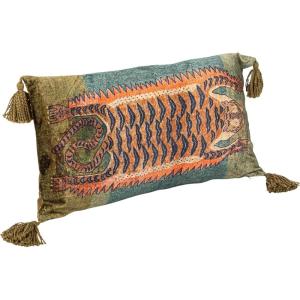 imageCreative CoOp Cotton Velvet Tiger Lumbar Pillow with Tassels Multicolor