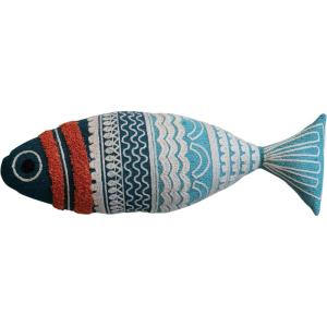 imageCreative CoOp Embroidered Cotton Knit Fish Shaped Pillow Multicolor Multi