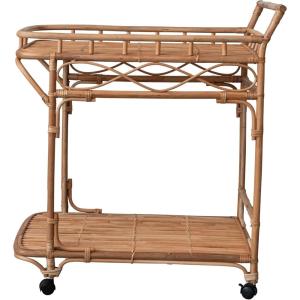 imageCreative CoOp HandWoven Rattan 2Tier Bar Cart on Wheels Natural