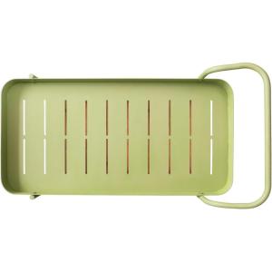 imageCreative CoOp IndoorOutdoor Metal and Acacia Wood 2Tier Bar Cart on Caster Wheels Green and Natural