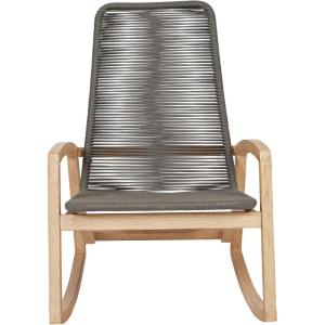 imageCreative CoOp IndoorOutdoor Teak Wood ampamp Woven Rope Rocking Chair Grey