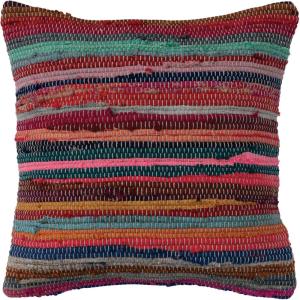 imageCreative CoOp Recycled Striped Cotton Chindi Throw Pillow Cover Multicolor  18quot x 18quot
