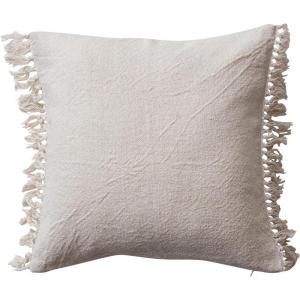 imageCreative CoOp Soft Cotton Pillow with Fringe White Square Natural