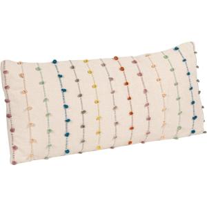 imageCreative CoOp White Cotton Pillow with Multicolor Embroidered Loop Stripes