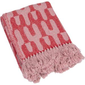 imageCreative CoOp Woven Cotton Throw Blanket with Patterns and Fringe Red and Pink