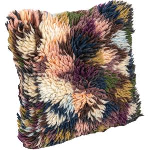 imageCreative CoOp Woven New Zealand Wool Shag Pillow with Cotton Back Multicolor Square Multi