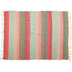 imageCreative CoOp Woven Recycled Cotton Blend Striped Tassels Multi Color Throw