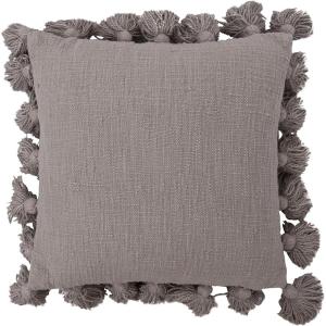 imageGrey Square Cotton Pillow with TasselsGray