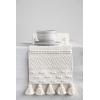 imageCreative CoOp 72quot Woven Cotton Textured Poms ampamp Tassels Table Runner Cream