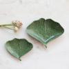 imageCreative CoOp Boho Stoneware Gingko Leaf Shaped Set of 2 Sizes Green Plate
