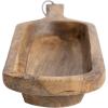 imageCreative CoOp Boho Wood Serving Tray with Handle and Leather Tie Natural