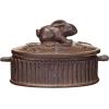 imageCreative CoOp Brown Matte Stoneware Baker with Rabbit Design Large