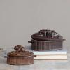 imageCreative CoOp Brown Matte Stoneware Baker with Rabbit Design Large