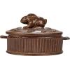 imageCreative CoOp Brown Matte Stoneware Baker with Rabbit Design Large