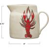 imageCreative CoOp Coastal Stoneware Pitcher with Wax Relief Lobster Illustration Multicolor