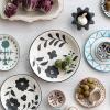 imageCreative CoOp Hand Painted Stoneware Bowl with Floral Design Black and White