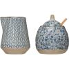 imageCreative CoOp HandPainted Stoneware Sugar Set of 2 Pieces Creamer Set Blue