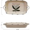 imageCreative CoOp Multicolor 1Quart Stoneware Baker with Handles and Flower 1325quot L x 75quot W