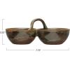 imageCreative CoOp Stoneware Appetizer 2 Sections and Handle Brown Reactive Glaze Dish