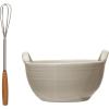 imageCreative CoOp Stoneware Batter Bowl Whisk Serveware 675quot Cream