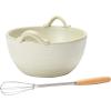 imageCreative CoOp Stoneware Batter Bowl Whisk Serveware 675quot Cream