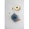 imageCreative CoOp Stoneware Brie Baker with Bamboo SpreaderBlue