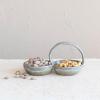 imageCreative CoOp Stoneware Double Bowl with Handle Grey