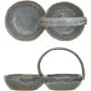 imageCreative CoOp Stoneware Double Bowl with Handle Grey
