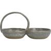 imageCreative CoOp Stoneware Double Bowl with Handle Grey