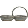 imageCreative CoOp Stoneware Double Bowl with Handle Grey