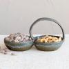 imageCreative CoOp Stoneware Double Bowl with Handle Grey