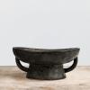 imageCreative CoOp Stoneware Footed PedestalBowl with Handles Reactive Glaze BlackBlack