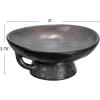 imageCreative CoOp Stoneware Footed PedestalBowl with Handles Reactive Glaze BlackBlack