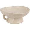 imageCreative CoOp Stoneware Footed PedestalBowl with Handles Reactive Glaze BlackWhite